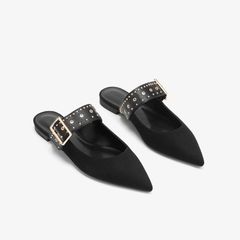 Sục bệt nữ mũi nhọn quai nạm kim loại, giày thời trang Ailee - Hàng xuất Full box, phong cách hiện đại, tiện dụng