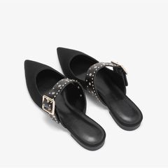 Sục bệt nữ mũi nhọn quai nạm kim loại, giày thời trang Ailee - Hàng xuất Full box, phong cách hiện đại, tiện dụng