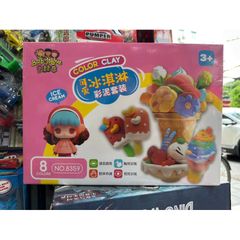 Hộp đồ chơi Đất nặn làm kem 8359 - Bộ dụng cụ sáng tạo cho bé với nhiều màu sắc và hình dạng ngọt ngào, lý tưởng cho trẻ em yêu thích làm bánh.