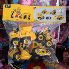 Mô Hình 4 Chiếc Xe Ô Tô Công Trình Tháo Lắp - Đồ Chơi Xếp Hình Chạy Bánh Đà 677-110 Cho Trẻ Em