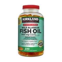 Viên Dầu Cá Kirkland Signature Wild Alaskan Fish Oil 1400mg - Hỗ Trợ Sức Khỏe Tim Mạch và Thị Lực, 230 Viên Mỹ