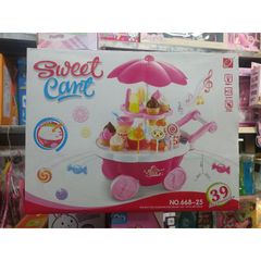 Xe đẩy đồ chơi 2 tầng bánh kẹo SWEET CANT - Có nhạc và đèn phát sáng - Món quà cho bé yêu thích chơi bán hàng