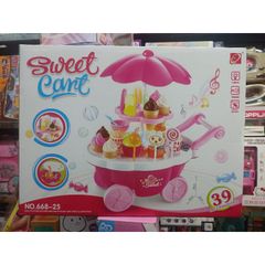 Xe đẩy đồ chơi 2 tầng bánh kẹo SWEET CANT - Có nhạc và đèn phát sáng - Món quà cho bé yêu thích chơi bán hàng