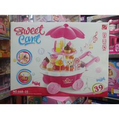 Xe đẩy đồ chơi 2 tầng bánh kẹo SWEET CANT - Có nhạc và đèn phát sáng - Món quà cho bé yêu thích chơi bán hàng