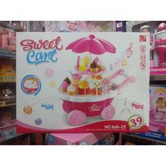 Xe đẩy đồ chơi 2 tầng bánh kẹo SWEET CANT - Có nhạc và đèn phát sáng - Món quà cho bé yêu thích chơi bán hàng