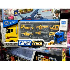 Hộp đồ chơi xe tải chở 6 xe ô tô nhỏ cùng đường trượt 818 - Đồ chơi sáng tạo cho bé yêu thích ô tô