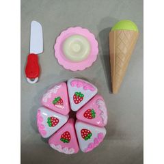 Bộ Đồ Chơi Cắt Bánh Kem Dâu Tây - Đồ Chơi Nấu Ăn Sáng Tạo Cho Trẻ Em, Phát Triển Kỹ Năng và Sự Tưởng Tượng