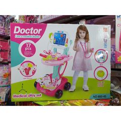 Hộp đồ chơi Xe đẩy 2 tầng cho bé - Bác sĩ với nhạc và đèn phát sáng, tặng kèm pin - Đồ chơi học tập sáng tạo cho trẻ em