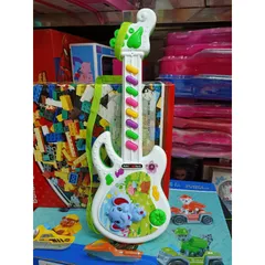 Đàn guitar hình chú voi con phát sáng có nhạc, tặng kèm pin - Nhạc cụ trẻ em đáng yêu, màu sắc ngẫu nhiên