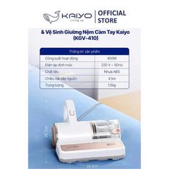 Máy Hút Bụi Cầm Tay Kaiyo KGV-4106 - Vệ Sinh Giường Đệm, Sofa, Khử Khuẩn UV, Lực Hút 13.000Pa, Công Suất 400W