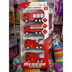 Mô hình 4 chiếc xe ô tô cứu hỏa 828 - Mô hình xe đồ chơi chạy bánh đà cho người sưu tầm và yêu thích ô tô cứu hỏa