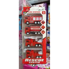 Mô hình 4 chiếc xe ô tô cứu hỏa 828 - Mô hình xe đồ chơi chạy bánh đà cho người sưu tầm và yêu thích ô tô cứu hỏa