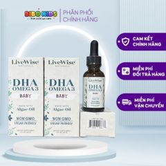 DHA Omega-3 Thuần Chay Non GMO LiveWise Mỹ - Bổ sung axit béo thiết yếu cho sức khỏe tim mạch và trí não, phù hợp người ăn chay