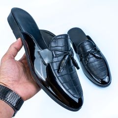 Giày Sục Nam Công Sở Cao Cấp - Đế Cao Su Mềm, Họa Tiết Cá Sấu Kết Hợp Nơ Chuông - Phong Cách Thời Trang Hiện Đại