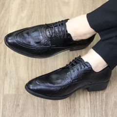 Giày Tây Derby Buộc Dây Cao Cấp Da Dập Vân Cá Sấu - Giày Nam Phong Cách Lịch Sự Đế Mềm Khâu Chắc Chắn Cho Công Sở