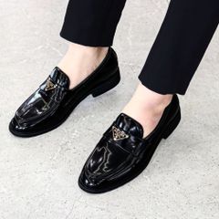 Giày Tây Lười Nam Đế Cao Su Mềm Chống Trơn Trượt - Giày Da Bóng Lịch Lãm Dễ Phối Đồ Cho Chú Rể