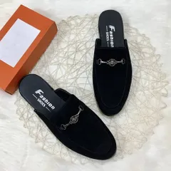 Giày Sục Nam Da Nỉ Đen Đính Khuyên - Phong Cách Lịch Sự Dễ Phối Đồ, Giày Dẹp Cao Cấp Thời Trang Nam
