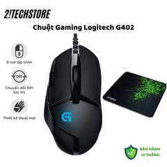 Chuột Gaming Logitech G402 Hyperion Fury Có Dây + Lót RAZER - Tốc Độ Quét 1ms, Cảm Biến Delta Zero, Đèn LED RGB, Dành Cho Game Thủ