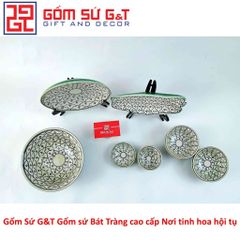 Bộ Đồ Ăn 4 Người Men Xanh Đồng Hoa Bèo Gốm Sứ G&T - Bộ Bát Đĩa Đẹp Trang Trí Nhà Bếp Thân Thiện
