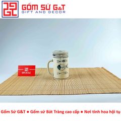 Cốc Lọc Trà Gốm Sứ Họa Tiết Xương Cá - Sang Trọng, Thẩm Mỹ, Quà Tặng Độc Đ đáo cho Người Yêu Trà