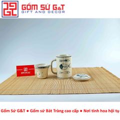 Cốc Lọc Trà Gốm Sứ Họa Tiết Xương Cá - Sang Trọng, Thẩm Mỹ, Quà Tặng Độc Đ đáo cho Người Yêu Trà