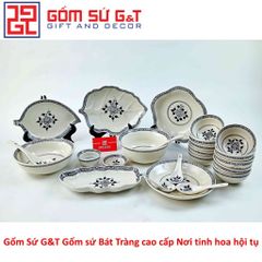 Bộ Đồ Ăn 10 Người Vẽ Hoa Móc Gốm Sứ G&T - Set Bát Đĩa Sang Trọng Cho Tiệc Cưới và Sự Kiện