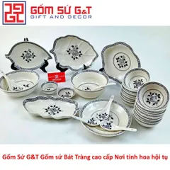 Bộ Đồ Ăn 10 Người Vẽ Hoa Móc Gốm Sứ G&T - Set Bát Đĩa Sang Trọng Cho Tiệc Cưới và Sự Kiện