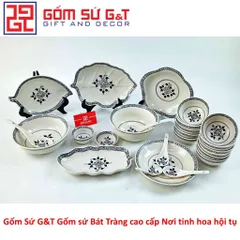 Bộ Đồ Ăn 10 Người Vẽ Hoa Móc Gốm Sứ G&T - Set Bát Đĩa Sang Trọng Cho Tiệc Cưới và Sự Kiện