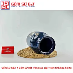 Lọ Hoa Gốm Sứ Dáng Phích Miệng Thấp Vẽ Sen - Men Hỏa Biến Sang Trọng Cho Trang Trí Nhà Cửa