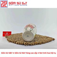 Lọ Hoa Gốm Sứ Trang Trí Dáng Bom Men Cát Vẽ Sen - Vật Phẩm Phong Thủy Tinh Tế cho Nội Thất