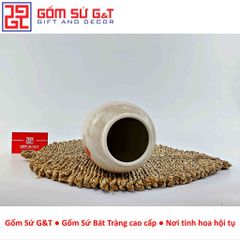Lọ Hoa Gốm Sứ Trang Trí Dáng Bom Men Cát Vẽ Sen - Vật Phẩm Phong Thủy Tinh Tế cho Nội Thất