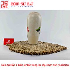 Lọ Hoa Gốm Sứ Trang Trí Dáng Bom Men Cát Vẽ Sen - Vật Phẩm Phong Thủy Tinh Tế cho Nội Thất