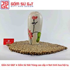 Lọ Hoa Gốm Sứ Trang Trí Dáng Bom Men Cát Vẽ Sen - Vật Phẩm Phong Thủy Tinh Tế cho Nội Thất