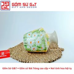 Lọ Hoa Trang Trí Gốm Sứ Họa Mi - Đồ Trang Trí Phong Thủy Vintage Vai Vuông, Quà Tặng Đẹp Cho Nhà Cửa