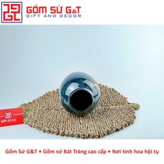 Lọ Hoa Trang Trí Gốm Sứ G&T Dáng Xoài Vẽ Sen Nổi - Vật Phẩm Phong Thủy Sang Trọng, Tạo Điểm Nhấn Cho Không Gian