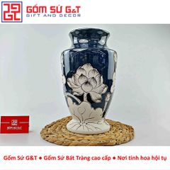 Lọ Hoa Men Hỏa Biến Chân Voi Vẽ Sen - Gốm Sứ Phong Thủy Trang Trí Nhà Cửa, Quà Tặng Ý Nghĩa
