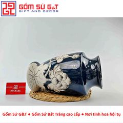 Lọ Hoa Men Hỏa Biến Chân Voi Vẽ Sen - Gốm Sứ Phong Thủy Trang Trí Nhà Cửa, Quà Tặng Ý Nghĩa