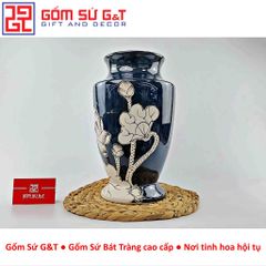Lọ Hoa Men Hỏa Biến Chân Voi Vẽ Sen - Gốm Sứ Phong Thủy Trang Trí Nhà Cửa, Quà Tặng Ý Nghĩa