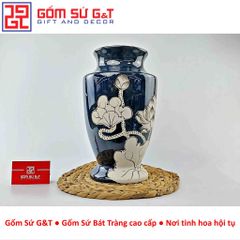 Lọ Hoa Men Hỏa Biến Chân Voi Vẽ Sen - Gốm Sứ Phong Thủy Trang Trí Nhà Cửa, Quà Tặng Ý Nghĩa