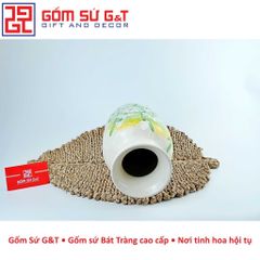 Lọ Hoa Trang Trí Gốm Sứ Họa Tiết Cúc Họa Mi Dáng Phích Vai Vuông - Sản Phẩm Nhà Cửa Độc Đáo