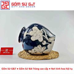 Lọ Hoa Men Hỏa Biến Dáng Vò Vẽ Sen Gốm Sứ G&T - Vật Phẩm Phong Thủy Tôn Vinh Không Gian Sống