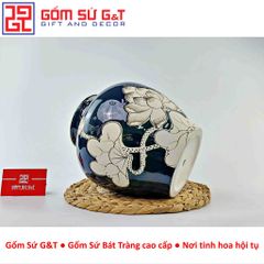 Lọ Hoa Men Hỏa Biến Dáng Vò Vẽ Sen Gốm Sứ G&T - Vật Phẩm Phong Thủy Tôn Vinh Không Gian Sống