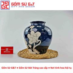 Lọ Hoa Men Hỏa Biến Dáng Vò Vẽ Sen Gốm Sứ G&T - Vật Phẩm Phong Thủy Tôn Vinh Không Gian Sống