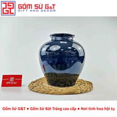 Lọ Hoa Men Hỏa Biến Dáng Vò Vẽ Sen Gốm Sứ G&T - Vật Phẩm Phong Thủy Tôn Vinh Không Gian Sống