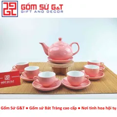 Bộ trà dáng bưởi màu hồng cổ điển Gốm Sứ G&T - Bộ ấm chén sang trọng cho trà đạo và quà tặng độc đáo