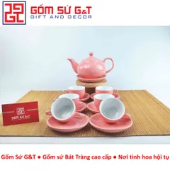 Bộ trà dáng bưởi màu hồng cổ điển Gốm Sứ G&T - Bộ ấm chén sang trọng cho trà đạo và quà tặng độc đáo