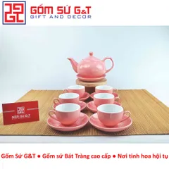 Bộ trà dáng bưởi màu hồng cổ điển Gốm Sứ G&T - Bộ ấm chén sang trọng cho trà đạo và quà tặng độc đáo