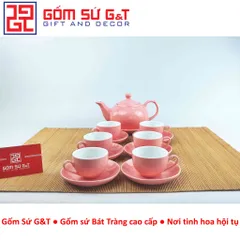 Bộ trà dáng bưởi màu hồng cổ điển Gốm Sứ G&T - Bộ ấm chén sang trọng cho trà đạo và quà tặng độc đáo