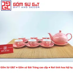 Bộ trà dáng bưởi màu hồng cổ điển Gốm Sứ G&T - Bộ ấm chén sang trọng cho trà đạo và quà tặng độc đáo
