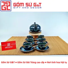 Bộ Trà Hỏa Biến Dáng Bưởi Xanh Rêu Gốm Sứ G&T - Đồ Dùng Phòng Ăn Sang Trọng, Thiết Kế Độc Đáo và Tinh Tế